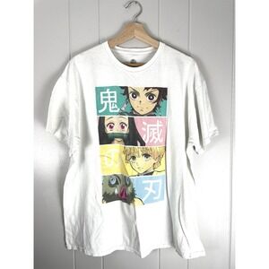 Demon‎ Slayer Unisex XL T- Shirt Graphic Tee Beige Summer Casual Adult